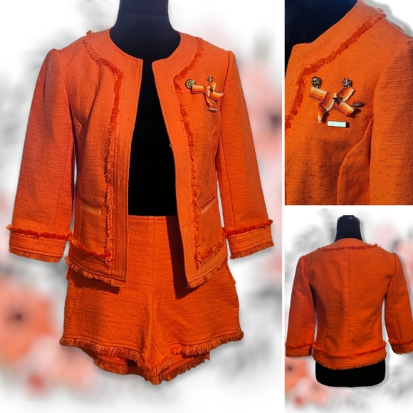 Trina Turk Pants - Trina Turk Orange Blazer and Shorts Set